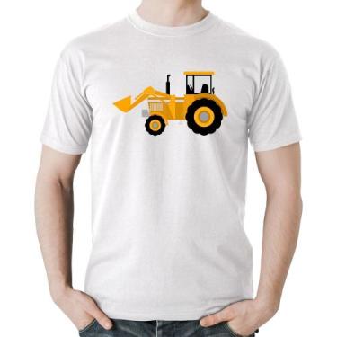 Imagem de Camiseta Algodão Trator Pá Carregadeira Amarelo - Foca na Moda, Branco