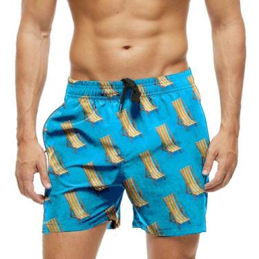Imagem de Short Praia Shorts Banho Bermuda Verão Cadeira Praia Amarela 1507 - SM