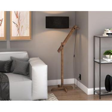 Imagem de Abajur de Chão Elegance Pés de Madeira Ajustavel cor Preto - LCN Movei