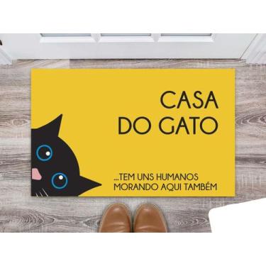 Imagem de Tapete Capacho Decorativo Entrada Porta Sala Casa do Gato (tem uns hum