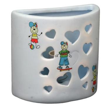 Imagem de Arandela artesanal retrô cerâmica infantil coracao azul - CM GLASS - C