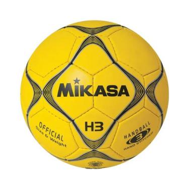 Imagem de Bola de Handebol Mikasa H3 Padrão IHF Amarela, Amareloazul