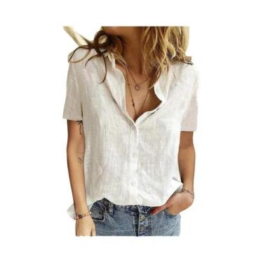 Imagem de Camisa Feminina Oversized Vintage Harajuku - Algodão e Linho - Manga C