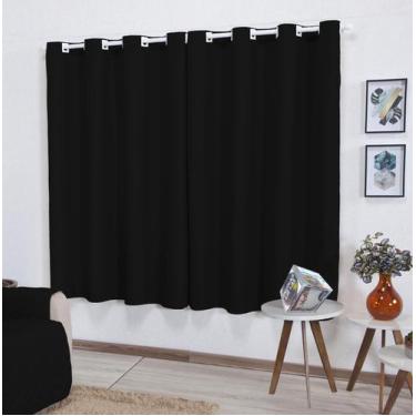 Imagem de Cortina Parys 3,00m X 1,70m Preta P/ Varão Até 2m Sala - Enxovais LuzL