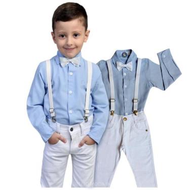 Imagem de Roupa Social Infantil Bebe Festa Social Camisa + Calça + Kit Gravata E