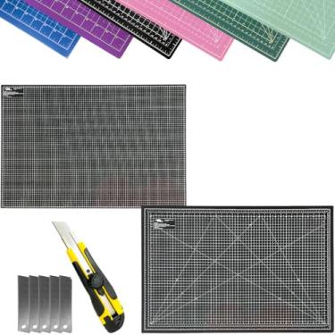 Imagem de Base de Corte Placa Grande 90x60 Para Mesa Bancada Multiuso Estilete Profissional Patchwork Costura Scrapbook Artesanato (Preto)