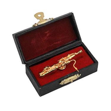 Imagem de Dselvgvu Miniatura Instrumento Musical Moderno Broche de Lapela Mini Instrumento Musical Modelo com Capa de Instrumento Forrado de Veludo Vermelho Presente de Natal Decoração e Ornamento para Homens e