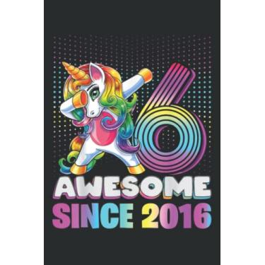 Imagem de 6 Awesome Since 2016 Dabbing 6Th Birthday Girls: HEARTS JOURNAL: 6" x 9", 120 Pages, Lined For Memo Diary Journal, Memo Diary Subject Notebooks Planner for Travelers, Students, Office.