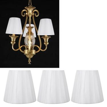Imagem de Abajur de Tecido de 3 Unidades, Clipe Plissado Moderno Em Abajur Decorativo Pequeno para Abajur Mesa de Parede, Abajur de Lustre de Vela de Tecido E14 para Quarto de Sala de Estar