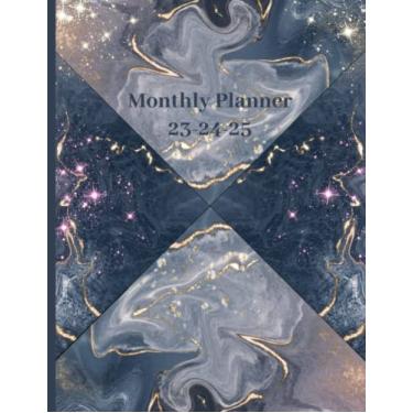 Imagem de Monthly Planner 23-24-25: Two Year Calendar Book from July 2023 to June 2025. 8.5" x 11". With Holidays. Marble Pyramid Pattern.
