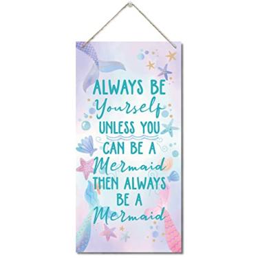 Imagem de Razpah Placa de Decoração de Parede de Sereia, 12 X 6 X 0,12", Madeira Mdf, Decoração de Casa Em Estilo Vintage