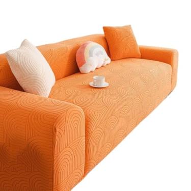 Imagem de Capa de sofá de veludo macio, estiramento para 1-5 lugares, protetor de móveis durável, cor sólida, capa confortável para sofá e poltrona reclinável(Orange,1-seat 90-140cm)