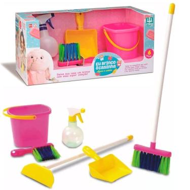 Imagem de Kit Limpeza Infantil 6 Peças Eu Brinco De Casinha - Água e Sabão - Nig Brinquedos