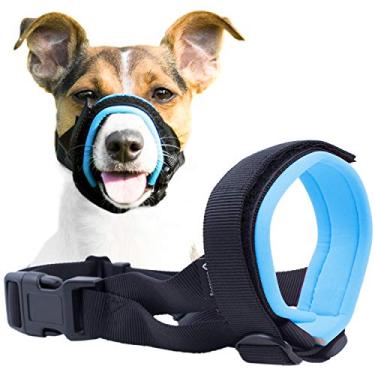 Imagem de GoodBoy Protetor de focinheira suave para cães - Evita mordidas e mastigações indesejadas com segurança - Acolchoamento de neoprene macio - Azul claro - Tamanho Small+
