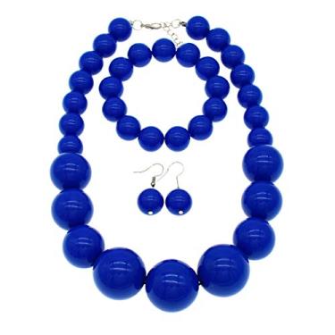 Imagem de Utop JNF Colar gargantilha de pérola grossa colar de pérola grande tendência gargantilha pérola joias de casamento para noivas conjunto de joias de pérolas boho, Pérola sintética, Pérola sintética