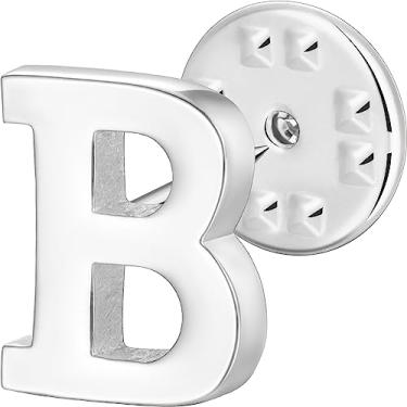 Imagem de Broche de lapela inicial para homens e mulheres, broches para ternos masculinos, pinos de botão de metal em tom de ouro 18K e prata., Metal, Sem pedras preciosas