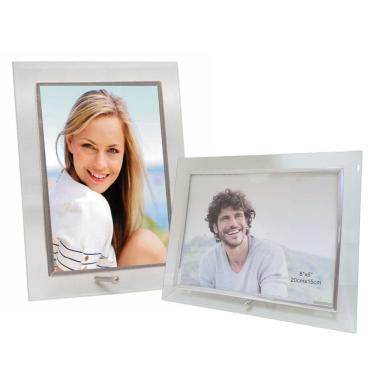 Imagem de Conjunto Porta Retrato Vidro Reto Prime Borda Prata 15x20 Vertical e Horizontal – Tuut