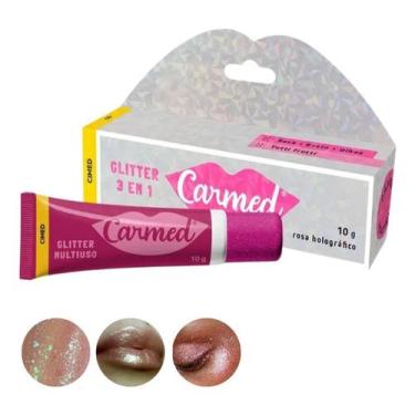 Imagem de Carmed Glitter 3 X 1 Boca, Rosto e Olhos Rosa Holográfico10g