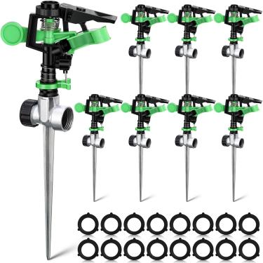 Imagem de Aspersor de grama giratório automático de 360 graus com anel de parada de água, irrigador giratório ajustável para sistema de irrigação de grama terrestre (8)