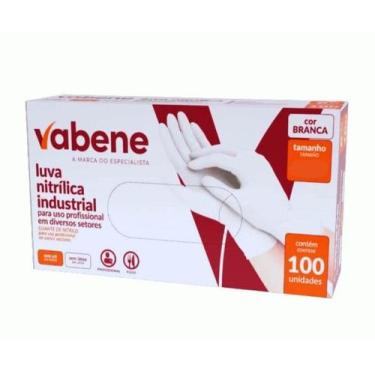 Imagem de Luva nitrilica branca tam m com 100un vabene