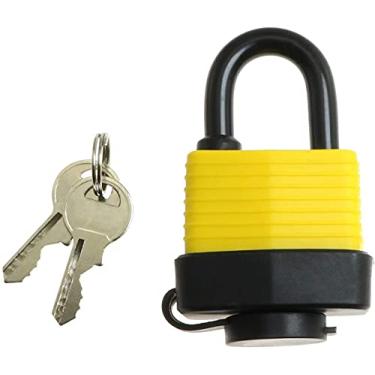Imagem de Longdex Cadeado impermeável de 40 mm, resistente ao clima, coberto de aço laminado com 2 chaves para caixa de medidor, casa, galpão de jardim, ao ar livre, garagem