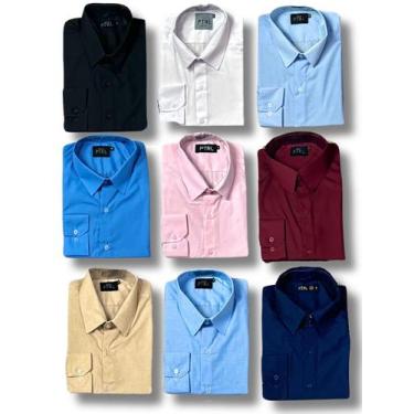 Imagem de KIT 09 peças - Camisa Social Manga Longa Slim e Tipo Linho (sem cinza 