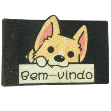 Imagem de Tapete Capacho Porta de Entrada Pets 'Bem-vindo' 100% Poliéster Emborrachado 60cm x 40cm Para Receber Com Estilo (Cachorro Plaquinha)