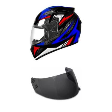 Imagem de Capacete Ebf New Spark Flash Preto e Azul Mais Viseira Fumê, 58