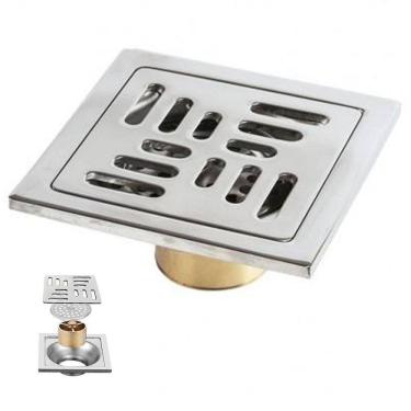 Imagem de Ralo Inox 10x10 Banheiro Lavabo Anti Odor Anti Inseto Casa Cozinha Lavandeira Seguro Hi...