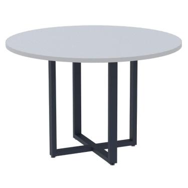 Imagem de Mesa De Reunião Redonda P25 Pandin 110 Cm (largura) Tampo Mdp Cinza Pé Aço Tubular Azul Del Rey