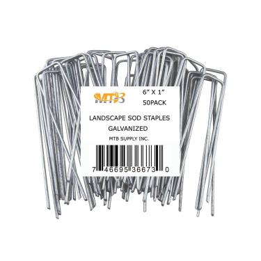 Imagem de MTB Garden Pacote com 50, 15 cm, 11 GA (0,3 cm), grampos de paisagem, estacas de jardim, pinos de rede para cerca, pontas de solo, cobertura de grama, pinos de tecido, galvanizados antiferrugem