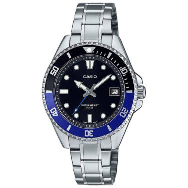 Imagem de Relógio CASIO prata azul masculino MDV-10D-1A2VDF