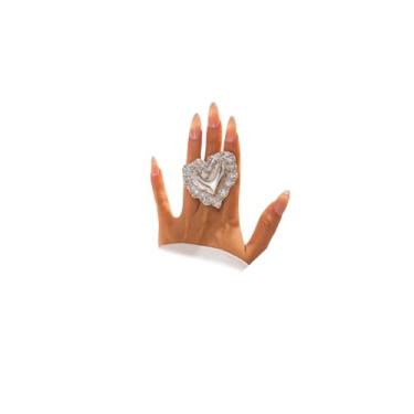 Imagem de Atiptu Anéis de coração de ouro grosso para mulheres, anéis de declaração espessos ajustáveis, joias de coração grande e inchado exageradas, presente moderno para ela, Cobre, Sem pedra preciosa