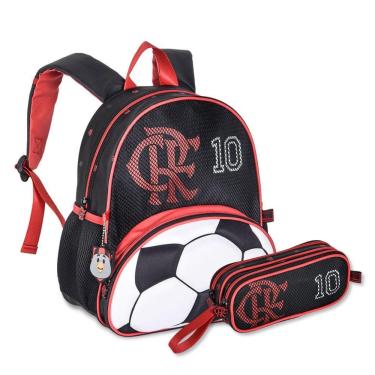 Imagem de Mochila De Costas Com Estojo Duplo Flamengo Bolsa Futebol