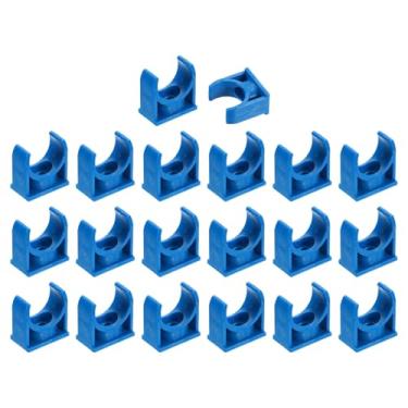 Imagem de uxcell 20 peças de grampos de tubo de água de PVC, fivelas de mangueira de tubulação em forma de U, suporte de tubo de irrigação para 20 mm OD para bandejas de TV, tubulação, tubo de suporte de
