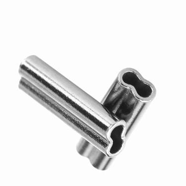 Imagem de Tubo de Cobre da Linha de Pesca de Akozon - 100pcs de 1,2 Mm de Cálculo de Barril Duplo Mangas, Extremidade da Linha do Cabo de Corda de Aço para Pesca (1,0 mm*10mm) (1,2 mm*10mm)