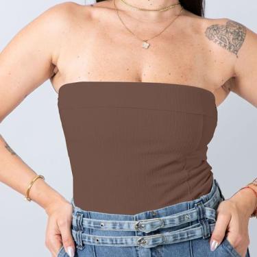 Imagem de Body Blusa Feminino Canelado sem alça Faixa Top Verão - Swiss Boutique
