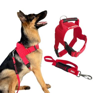 Imagem de Coleira Peitoral Tático G com Guia - Canadá K9 Acessórios - Golden Retriever, Labrador, Pitbull, Rottweiler, Cane Corso, Doberman, Pastores Alemão, American Bulldog, Malinois (vermelho)
