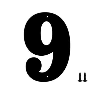 Imagem de Números e letras de casa de metal moderno - revestimento preto à prova de intempéries, ideal para decoração de jardim, porta e caixa de correio, com kit de unhas de fácil instalação (12,7 cm, 9)