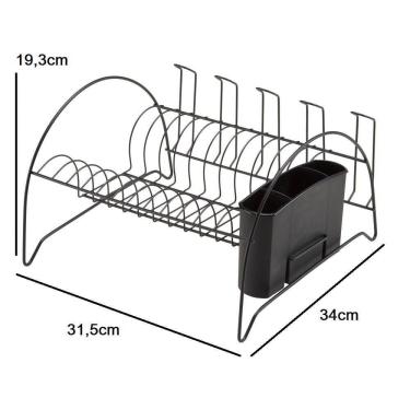 Imagem de Escorredor de Prato Arthi 2490 - Preto 11 Pratos
