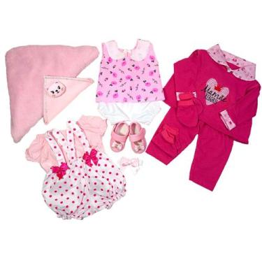 Imagem de Kit Roupa Bebê Reborn com 3 Trocas, Manta e Naninha - Mamãe Reborn, Pi