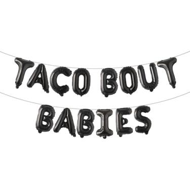 Imagem de Taco About A Baby Decorações Fiesta Decoração de Chá de Bebê Balões Gêmeos Mexicanos para Chá de Bebê Taco Bout Balões para Bebês Decoração de Revelação de Gênero (TACO BOUT BABIES Preto)