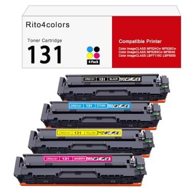 Imagem de rito4colors Substituição do Cartucho de Toner 131 para Impressora Canon 131 para Impressora Colorida Imageclass Mf8280Cw Mf624Cw Mf628Cw (Preto, Ciano, Magenta, Amarelo, Pacote com 4)