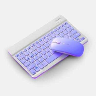 Imagem de Teclado Sem Fio Bluetooth Recarregável Com Mouse - ROXO In - B2Home