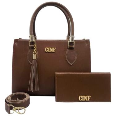 Imagem de Bolsa De Ombro Transversal De Mão + Carteira Kit Com 2 Peças (Caramelo)