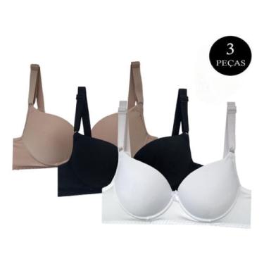Imagem de 3 Sutiã Soutien Bojo Liso Alça Sustentação Promoção Revenda