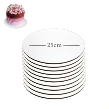 Imagem de Kit 10 Cake Board Mdf Liso 25cm Bolos Confeitaria Suporte