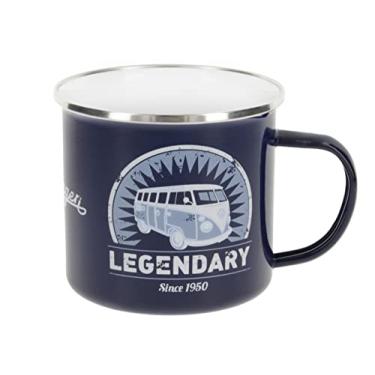 Imagem de BRISA VW Collection – Caneca grande esmaltada de café e chá Volkswagen para acampamento e exterior T1 autocarro autocaravana (500 ml/16 fl oz/lendário/azul)