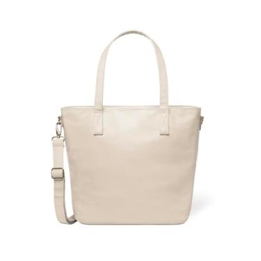 Imagem de Simple Modern Bolsa feminina de couro vegano | Bolsa de trabalho média com compartimentos e capa para laptop | Alça transversal ajustável com zíper superior e bolsos | Bolsa para trabalho, escola e
