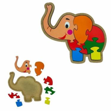 Imagem de Brinquedo Educativo Quebra Cabeça Infantil Elefante Mdf - Indústria Fe